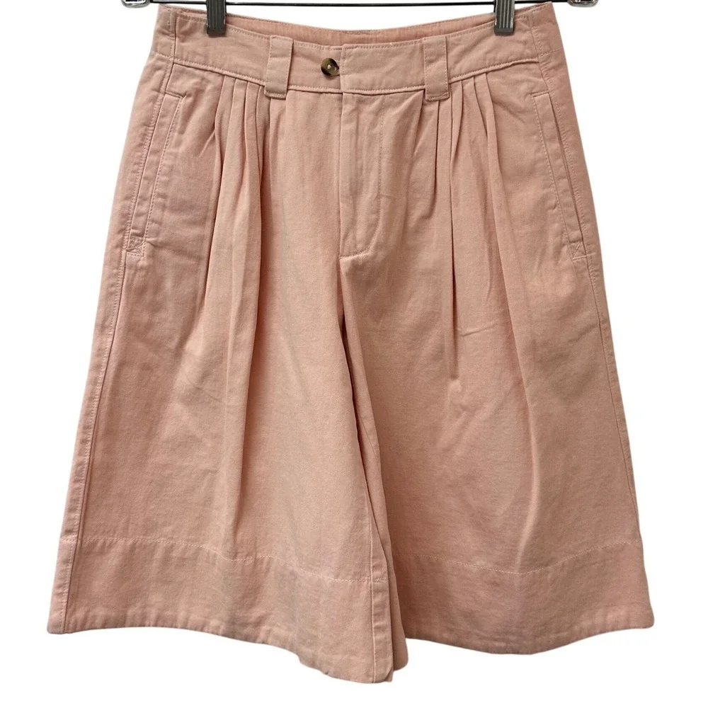 Free People Peach Pink Pleated Wide Leg Culotte Shorts OB2228966 Women's Size 0